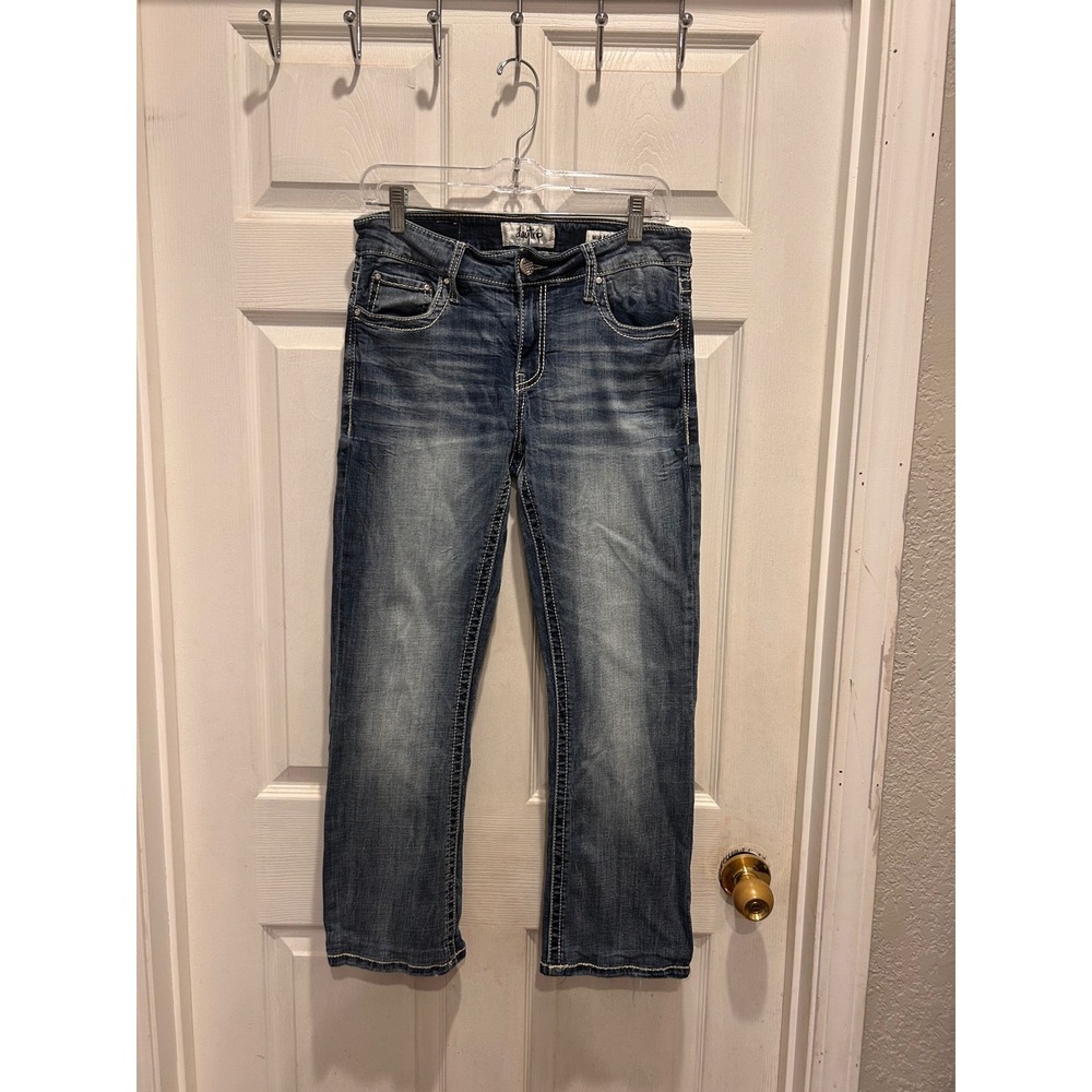 Daytrip Mila Bootcut Jeans 27 Medium Wash Distressed Thick Stitch Hemmed